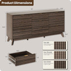 63'' Wide 9 Drawers Dresser for Bedroom,Modern Fluted Vertical Chest with Rounded Corners,Fluted Dresser for Living Room,Hallway, Walnut