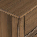 SIMPLIHOME Amherst Bedside Table - 24 inch Wide Solid Wood Nightstand Table in Rustic Natural Aged Brown, Transitional Bedroom Side or End Table with 2 Drawers, Open Storage Shelf and Bronze Hardware