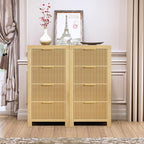 Modern 8-Drawer Solid Wood Dresser with Fluted Front & Gold Handles, Multifunctional Tall Storage Chest, for Hallway, Entryway, Natural X2