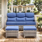 HUMMUH 7 Pieces Wicker Patio Furniture Set with Patio Swivel Chairs Set of 4,High Back Outdoor Sofa Ottomans,6 Inch Thick Cushions Outdoor Conversation Set for Porch, Balcony, Deck