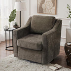 UIXE Swivel Accent Chair, Chenille Upholstered Arm Chair for Living Room, Modern Club Armchair Comfy Single Sofa Bedroom Reading Seat with Lumbar Pillow - Coffee