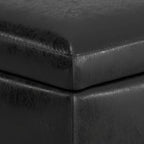 SIMPLIHOME Owen 36 inch Wide Mid Century Modern Small Rectangular Storage Ottoman in Distressed Black Vegan Faux Leather, Assembled, For the Living Room, Entryway and Family Room