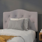 EMMA + OLIVER Arched Button Tufted Twin Size Headboard in Light Gray Fabric