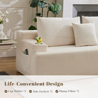 106" Cloud Sectional Couch, Modular Sectional Sofa with L-Shape Chaise, Corduroy Boneless Couch with Deep Seat, Upholstered Sofa for Living Room, No Assembly Required(Right-Facing Chaise, White)