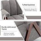 Mid Century Modern Accent Chair with Solid Wood Frame, Boucle Upholstered Living Room Chairs with Thick Cushion, Comfy Tufted Arm Chair for Bedroom, Grey