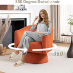 Swivel Accent Chair,Modern 360° Swivel Barrel Chair, Corduroy Upholstered Single Sofa for Living Room, Bedroom(Orange)