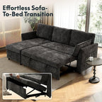 FLEXISPOT XB5 78" Pull Out Couch Bed with Storage Chaise, 2-in-1 Convertible Sofa Bed with USB Charging Ports, 3-Seater Sectional Sofa Couch for Living Room Apartment, Easy to Assemble(Dark Gray)