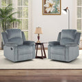 CANMOV Manual Recliner Chair Set of 2, Soft Fabric Overstuffed Recliner Single Sofa Chair for Living Room, Heavy Duty and Safety Reclining Mechanism (Blue Grey)