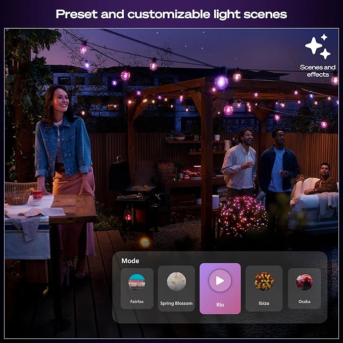 Philips Hue Festavia Globe Outdoor String Lights, White and Color Ambiance, 91ft, 32 Bulbs, Dimmable, Control with Hue App, Works with Alexa, Google Assistant, Apple Home