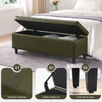 HUIMO Faux Leather Storage Ottoman Bench 50.3 Inch Extra Long PU Upholstered Bedroom Bench with Large Storage Space for The Living Room, Entryway, Bedroom Hold Up to 300lbs (Green)