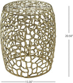 Christopher Knight Home Helast Aluminium Side Table, 14.00'' W Round Sofa Side Table, Modern Indoor Accent Table for Living Room Bedroom Home Office, Abstract Hollow, Gold