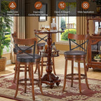 COSTWAY Bar Stool Set of 2, 360-Degree Swivel Solid Wood Stools with Soft Cushion & Backrest, 29.5”Height Kitchen Counter Bar Stools for Kitchen Island, Pub, and Restaurant (2, 29in)