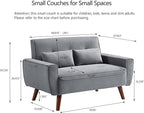 48.8" Small Loveseat Sofa, Mid Century Modern Love Seat Couch with Back Cushions and Plastic Legs, 2 Seater Couches for Living Room, Bedroom, Small Spaces, Light Grey