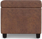 SIMPLIHOME Avalon 54 Inch Wide Contemporary Rectangle Extra Large Storage Ottoman Bench in Distressed Saddle Brown Vegan Faux Leather, Assembled, For the Living Room, Entryway and Family Room