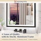 Keonjinn Black LED Mirror for Bathroom 40 x 32 Inch with Frontlit & Backlit, Metal Frame Mirror with Stepless 3-Color Lights, Antifog Dimmable, UL-Listed Driver,Tempered Glass(Horizontal/Vertical)
