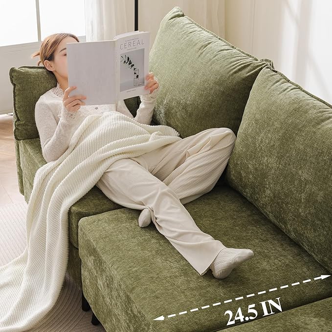 104'' Modular Sectional Sofa with All Seats Storage,Oversized 3-Seater Comfy Cloud Couches with Deep Seat,Big Couch for Living Room,Bedroom,Velet,Green