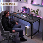 AZN Computer Desk, 55in Computer Desk, Office Desk w/Sturdy Metal Frame, Office Desk w/Water-Resistant, Scratchproof Surface, Home Office Desks w/Large Legroom for Work Study Writing Gaming, Black