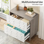 Tribesigns 2-Drawer File Cabinet, Lateral Filing Cabinet for A4/Letter/Legal Size, Office Storage Cabinet, Printer Stand with Storage Drawer for Home Office, White and Gray