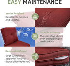 Outdoor Chair Cushion Set of 2, Waterproof Outdoor Seat Cushions 25x22, Patio Chair Cushions for Outdoor Furniture, Couch Cushion Replacement, Include 2 Back & 2 Seat Cushions, Button/Red