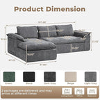 Modular Sectional Sofa, 107.5" L-Shaped Boneless Couch with Deep Seat, Modern Minimalist Upholstered Cloud Sectional Couch for Living Room Bedroom, No Assembly Required, Dark Gray Chenille