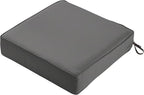 Classic Accessories Montlake Water-Resistant 25 x 25 x 5 Inch Square Outdoor Seat Cushion, Patio Furniture Chair Cushion, Light Charcoal Grey, Outdoor Cushion Cover