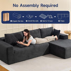 2025 New 108" Cloud Couch Sectional, Modular Sectional Sofa with L-Shaped Chaise, Deep Seat Sectional Modular Couch for Living Room, No Assembly Required (Gray, Right Facing Chaise)