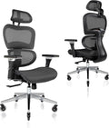 Nouhaus Ergo3D Ergonomic Office Chair Lumbar Support Mesh Office Chair with 4D Adjustable Armrest, Adjustable Headrest and Wheels, Mesh High Back Home Office Desk Chairs(Black)