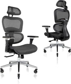 Nouhaus Ergo3D Ergonomic Office Chair Lumbar Support Mesh Office Chair with 4D Adjustable Armrest, Adjustable Headrest and Wheels, Mesh High Back Home Office Desk Chairs(Black)