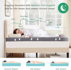 VECELO Gel Infused Memory Foam Mattress Topper Twin Size, 4 Inch Fresh Cooling Mattress Pad with Washable Cover for Twin Mattress, Pain Pressure Relieve Bed Topper, Breathable, Comfort