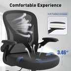 ZZH Ergonomic Office Chair Set of 4 with Adjustable Lumbar Support, Mesh Home Office Desk Chair with Wheels and Flip-up Arms, Black
