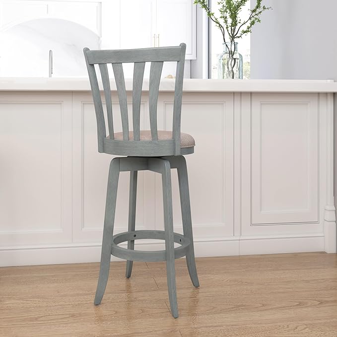 Hillsdale Furniture Savana Wood Bar Height Stool, 30" high, Blue Wire Brush
