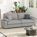 89" Loveseat Sofa, Cloud Foam Couch, 3 Seater Upholstered Midcentury Mondern Love Seat with USB Type C Ports, 4 Pillows and Flip-Open Storage Armrest for Living Room/Small Spaces, Gray