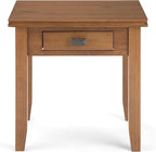 SIMPLIHOME Artisan SOLID WOOD 21 inch Wide Square Transitional End Side Table in Honey Brown for the Living Room and Bedroom