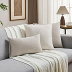 FUTEI Light Natural Decorative Throw Pillow Covers 26x26 Inch Set of 2,Soft Linen Slub Texture Euro Pillow Sham,Farmhouse Home Decor for Couch Bed Living Room