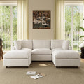 WJShome 100 Inch U Shaped Modern Sofa Modular Sectional Cloud Couch with 2 Ottoman, 4-Seat Chenille Deep Seat Couches for Living Room, Bedroom and Apartment，Beige