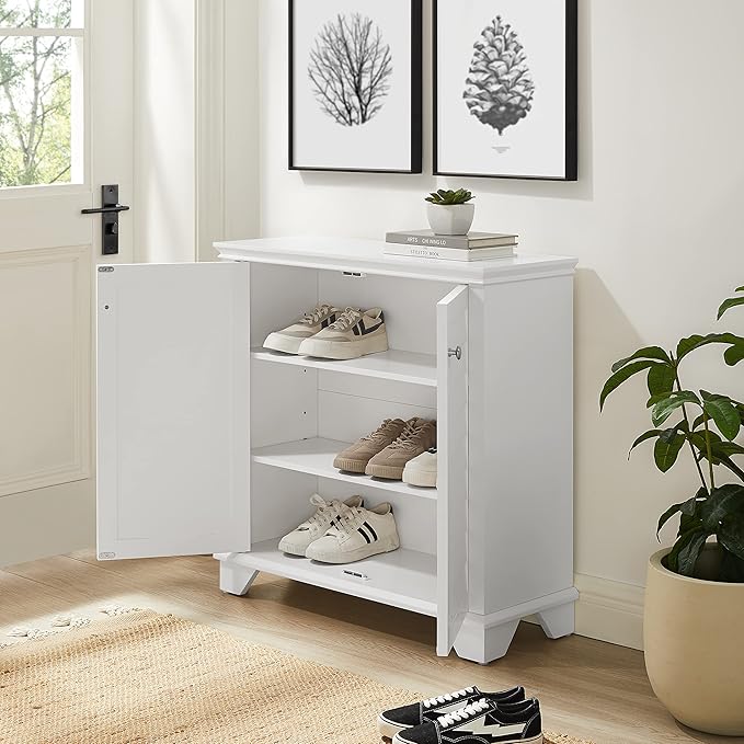 Crosley Furniture Lydia Accent Storage Cabinet, Bar, Buffet for Kitchen, Living Room, or Entryway, White