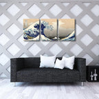 Wieco Art Great Wave of Kanagawa Katsushika Hokusai 3 Piece Modern Canvas Prints Artwork Abstract Pictures Paintings on Canvas Wall Art for Home Office Decorations Wall Decor