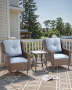 Patio Wicker Chairs Outdoor Furniture Chair - Set of 2 Outside All Weather Lawn Dining Brown Rattan Armchair with High Back&Deep Seating for Deck Porch Balcony Backyard Garden - Baby Blue