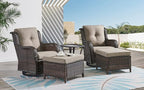 HUMMUH Outdoor Patio Furniture 6 Pieces Furniture Set Wicker Outdoor Sectional Couch with Patio Swivel Glider Chairs,Side Table,Ottomans for Patio