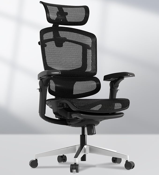 FLEXISPOT ErgoX-PRO Ergonomic Office Chair with Footrest Black – AeroWeave 5.0 Mesh Seat, 5D Lumbar, 7D Armrests, 4D Headrest, 551LBS Capacity – Office, Gaming, Home