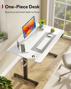 SANODESK Electric Standing Desk 48 x 30 Inches Whole-Piece Desktop Height Adjustable Stand Up Desk w/6-Button Controller Ergonomic Computer Desk for Home Office, Black Frame + White Tabletop