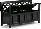 SIMPLIHOME Amherst Entryway Storage Bench - 48 inch Wide Solid Wood Hallway Seat in Black, Transitional Bench for Entryway or Living Room with Lift-Up Lid and Spacious Storage