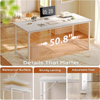 PRAISUN 54 X 24 Inch Computer Desk with Deeper Desktop, Gaming Office Writing Work Desk for Home Office, Study, Bedroom, Work from Home, Metal Frame, White