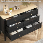 6 Drawers Black Dresser for Bedroom, 47" Wide Wood Modern Chest of Drawers, Shaker Style, Modular Dresser TV Stand for Bedroom, Living Room, Hallway (Black)