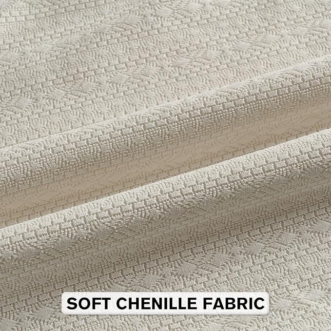 FUTEI Cream Chenille Throw Pillow Covers 20x20 Inch Set of 2,Soft Striped & Diamond Textured Cushion Cases,Modern Home Decor for Couch Living Room