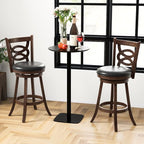 ERGOMASTER Swivel Bar-Stools Set of 2 Counter Height Barstool 29 Inch Seat Bar Chair Rubberwood Frame Brown for Rustic & Classic