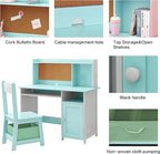 TaoHFE Blue Kids Desk Chair,Kids Desk with Storage and Shelf,Wooden Kid Desks and Chair Set for Bedroom and Study,Kid Study Desks for Boys, Girls Table and Chair Set