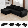 103'' Boneless Corduroy L Shaped Couch, 3 Seat Modular Sectional Deep Seat Sofa with Chaise Lounge, No Assembly Cloud Lounge Sleeper Sofa, Black
