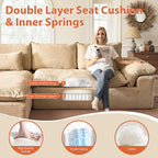 113 in Oversized Cloud Sofa with L Shape Chaise, Sectional Couches for Living Room, Assembly Free Modular Comfy Corduroy Sofa with Left Facing Chaise Longue for Home Apartment (Left Chaise, Beige)