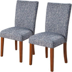 HomePop Parsons Classic Upholstered Accent Dining Chair, Set of 2, Navy